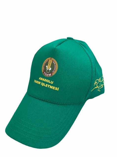 Yeşil pamuklu gabardin şapka 